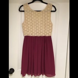 Francesca’s Cream and Berry Crochet Top Dress